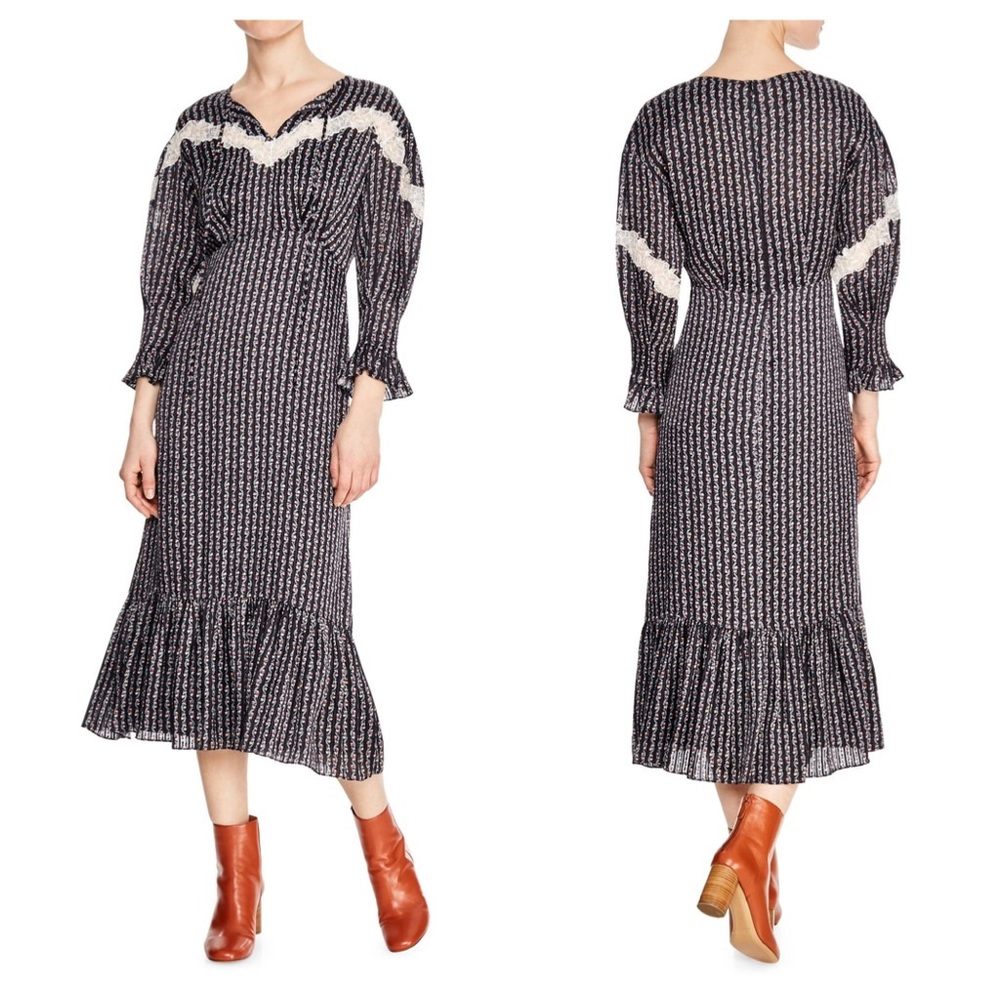 SANDRO PARIS Marceau Embroidered Lace Dress-Sz 36